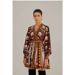 FARM Rio Multicolor Floral Midi wrap dress size Medium NWT